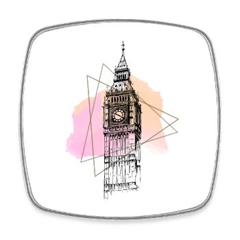 Londres Big Ben Angleterre Line Art Art abstrait - Magnet carré - blanc - Devant