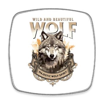 Wolf Wolf Head Predator Forest Nature Mountains Wilderness - Square fridge magnet - white - Front