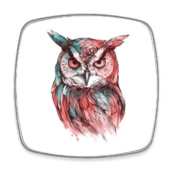 Owl Eagle Owl Bird Night Bird Animal Night Moon Nature - Square fridge magnet - white - Front