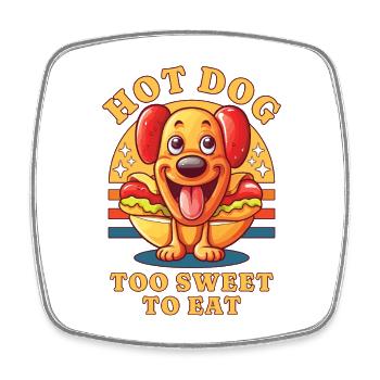 Hot Dog Hund Wurst Fast Food Wortwitz Lustig Humor - Viereckiger Kühlschrankmagnet - Weiß - Vorne