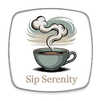 Sip Serenity – Sanfter Morgenzauber - Viereckiger Kühlschrankmagnet - Weiß - Vorne