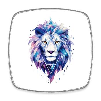 Lion, Tête de lion, Galaxie cosmique, Univers, Art - Magnet carré - blanc - Devant