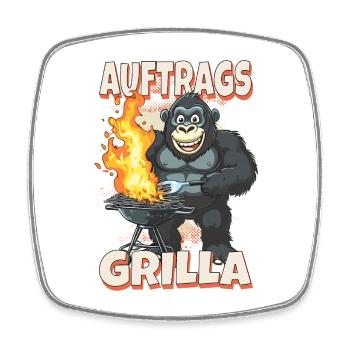 Grillen Grilla Griller Gorilla BBQ Spruch Lustig - Viereckiger Kühlschrankmagnet - Weiß - Vorne