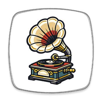 Conception de la fleur de gramophone - Magnet carré - blanc - Devant