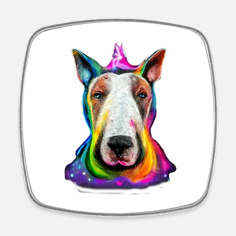 Bull Terrier Design en couleur - Magnet carré - blanc