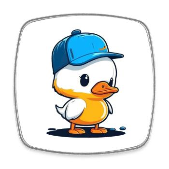 Canard mignon3 - Magnet carré - blanc - Devant