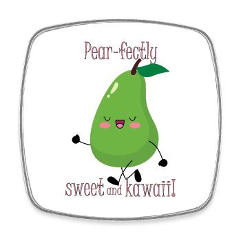 Poire parfaitement sucrée et kawaii ! - Magnet carré - blanc - Devant