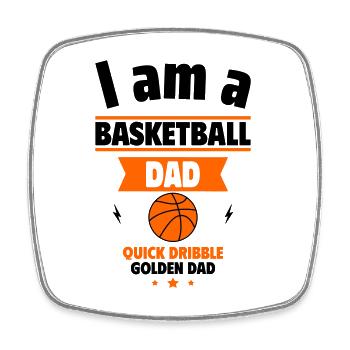 Geschenk Vatertag: Basketball-Papa, Gold wert - Viereckiger Kühlschrankmagnet - Weiß - Vorne