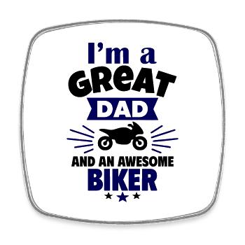 Je suis un super papa et un vrai motard - Magnet carré - blanc - Devant