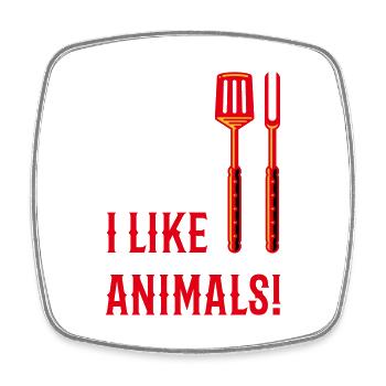 I Like Animals! (Grillbesteck / 3C) - Viereckiger Kühlschrankmagnet - Weiß - Vorne