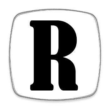 R - Square fridge magnet - white - Front