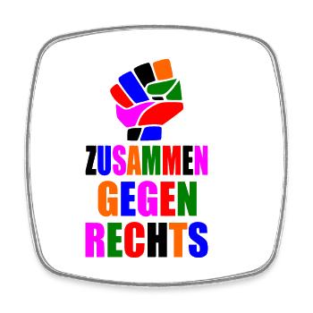 Zusammen gegen rechts - Viereckiger Kühlschrankmagnet - Weiß - Vorne