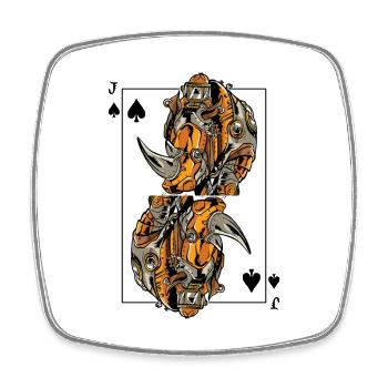 Rhino Steampunk Jeu de cartes Spades Jack Poker - Magnet carré - blanc - Devant