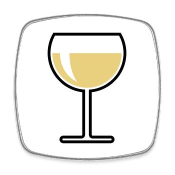 Weißweinglas Rund Zu (Weißwein / Wein / 2C) - Viereckiger Kühlschrankmagnet - Weiß - Vorne