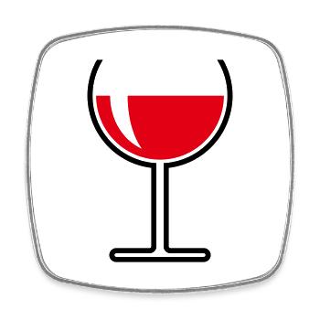 XRotweinglas Rund Offen (Rotwein / Wein / 2C) - Viereckiger Kühlschrankmagnet - Weiß - Vorne