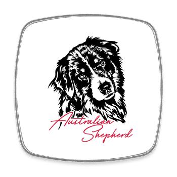 Australian Shepherd Aussie Dog Wilsigns Dog - Square fridge magnet - white - Front