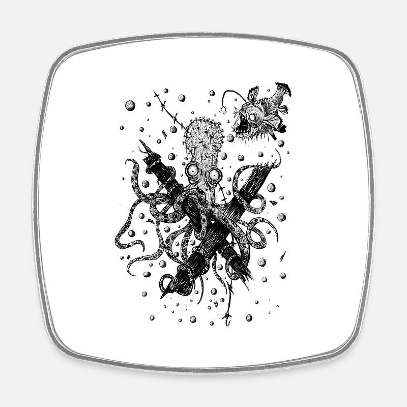 Shipwrecked Octopus - Square fridge magnet - white