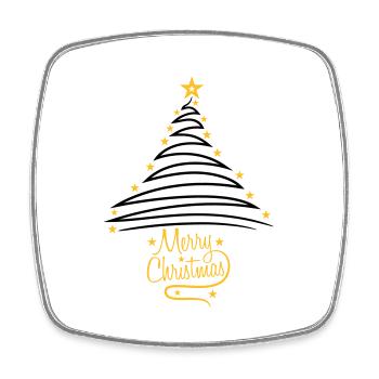 logo sapin sapin sapin sapin étoilé heureux - Magnet carré - blanc - Devant