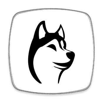 Husky - Viereckiger Kühlschrankmagnet - Weiß - Vorne