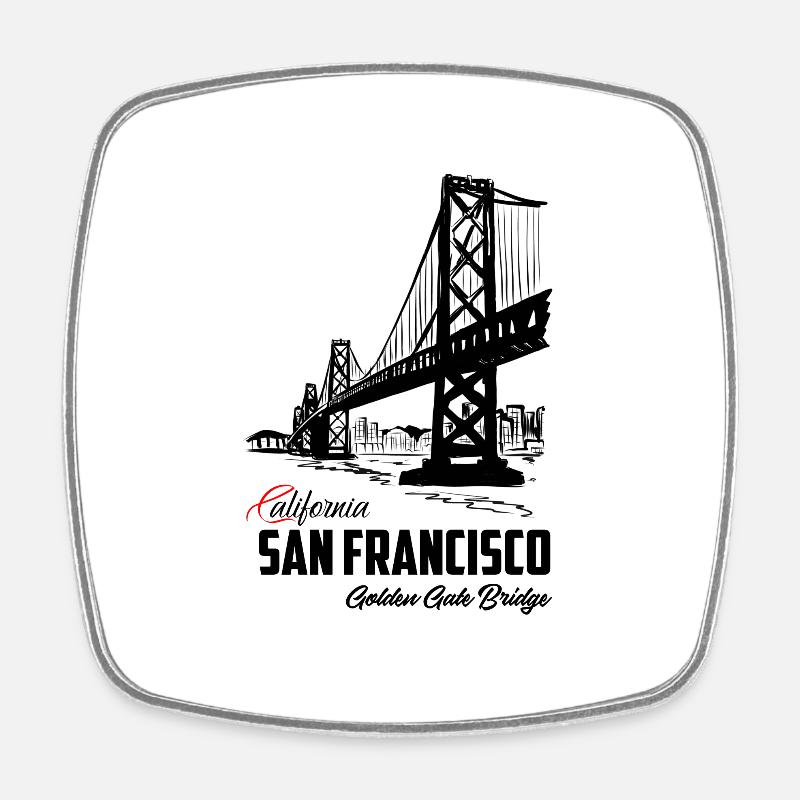San Francisco Golden Gate Bridge - Magnet carré - blanc