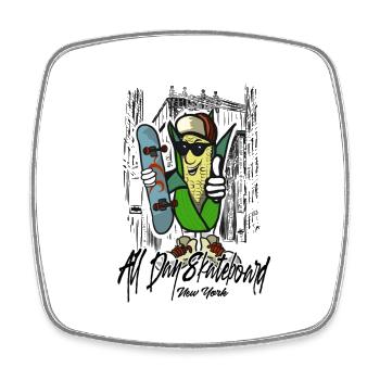 skateboard - Square fridge magnet - white - Front