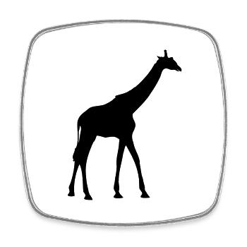 Silhouette d’animal de zoo girafe de couleur noire - Magnet carré - blanc - Devant