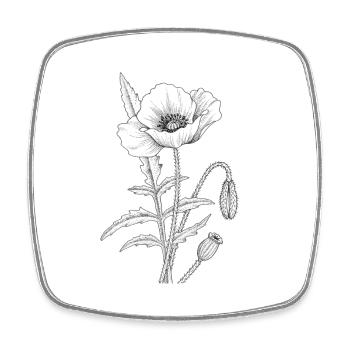 Coquelicot - Magnet carré - blanc - Devant