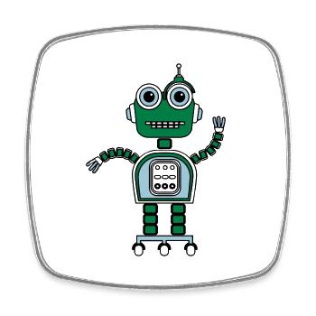 Robot mignon de bande dessinée - Magnet carré - blanc - Devant