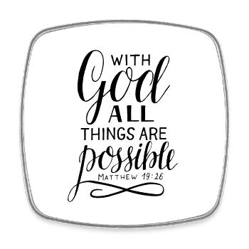 With God - Square fridge magnet - white - Front