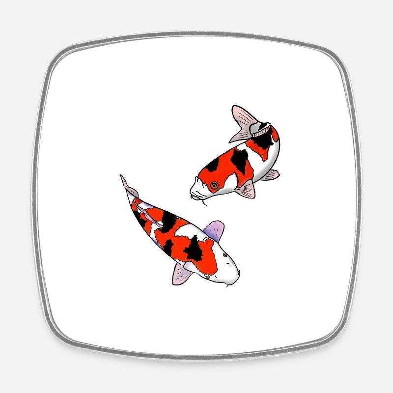 Koi carps - Square fridge magnet - white