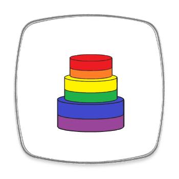 gay lgbt cake, Rainbow, rainbow - Square fridge magnet - white - Front