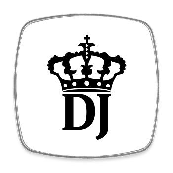 Logo de la couronne DJ - Magnet carré - blanc - Devant
