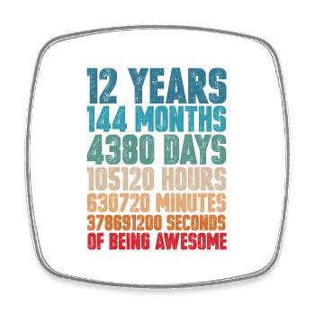 12 years 12th birthday 144 months gift teen - Square fridge magnet - white - Front