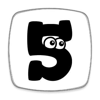 Funny number 5 with eyes 5th birthday motif - Square fridge magnet - white - Front