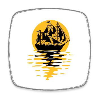 Segelschiff Silhouette Design - Viereckiger Kühlschrankmagnet - Weiß - Vorne