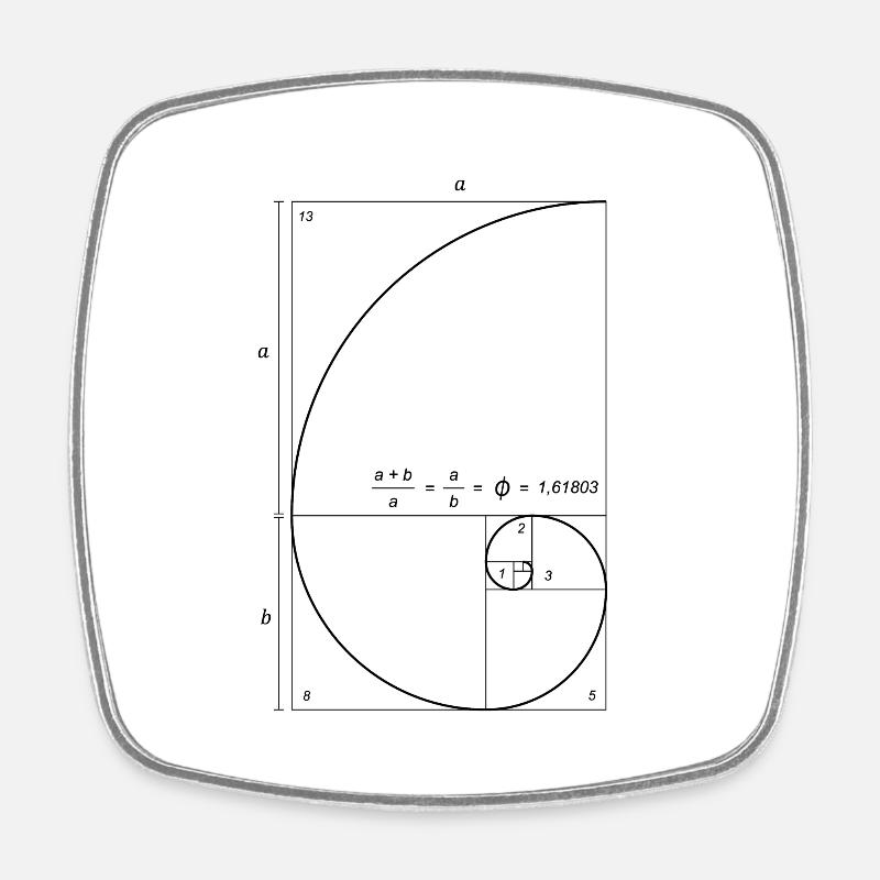 Fibonacci Golden Ratio - Square fridge magnet - white