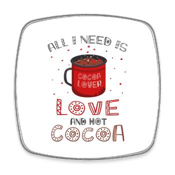 Valentines Day Love and Hot Cocoa - Square fridge magnet - white - Front