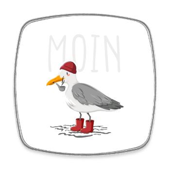 Moin Möwe Seemann - Viereckiger Kühlschrankmagnet - Weiß - Vorne