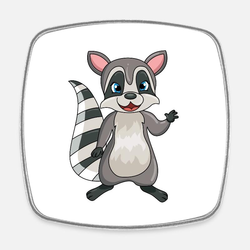 Waschbär - Viereckiger Kühlschrankmagnet - Weiß