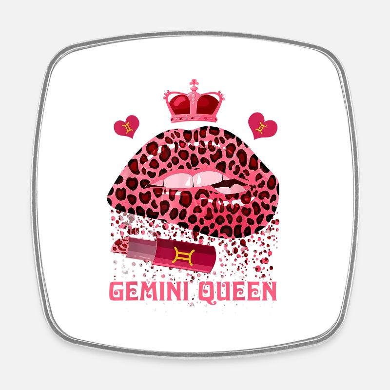 Gemini Mädchen pinke Lippen Mädchen Leoparden - Viereckiger Kühlschrankmagnet - Weiß