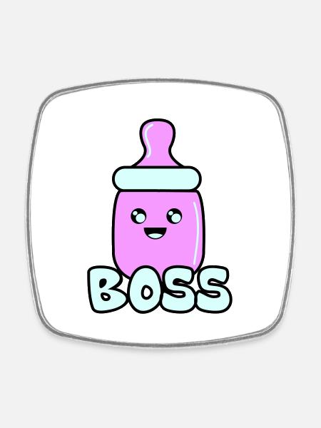 babyflasche boss 02 - Viereckiger Kühlschrankmagnet - Weiß