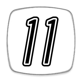 11 Number number - Square fridge magnet - white - Front