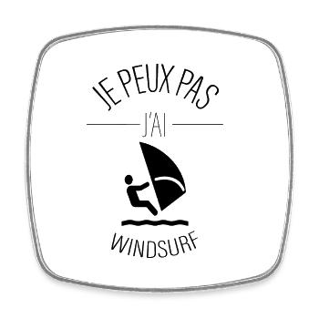 J Peux Pas j ai windsurf - surfing - Magnet carré - blanc - Devant
