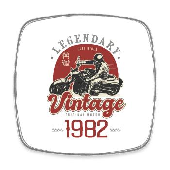 1982 Jubiläum Vintage Biker Motorrad - Viereckiger Kühlschrankmagnet - Weiß - Vorne