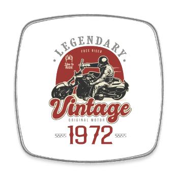 1972 Anniversary Vintage Biking Motorcycle - Square fridge magnet - white - Front