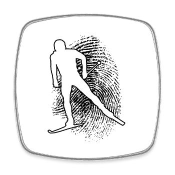 Herren Damen Langlauf Classic Langlauf Skating - Viereckiger Kühlschrankmagnet - Weiß - Vorne