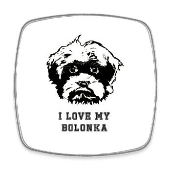 Ich liebe meinen Hund Bolonka Zwetna - Viereckiger Kühlschrankmagnet - Weiß - Vorne