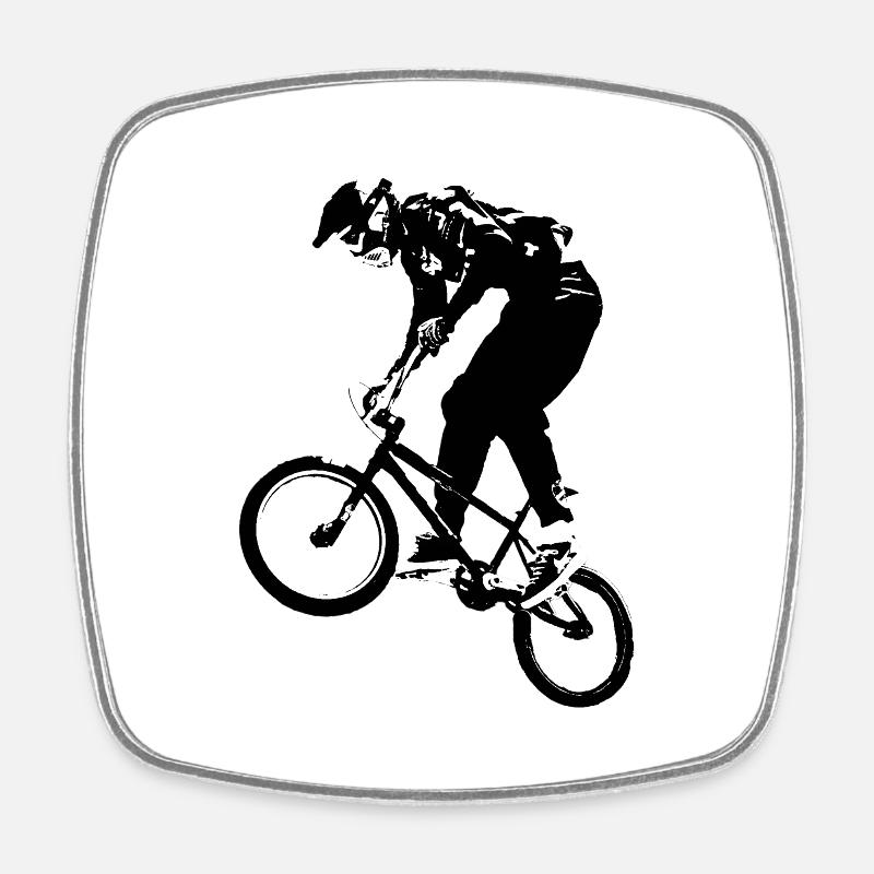 bmx bicross race racing old school - Square fridge magnet - white