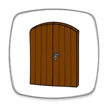 Wooden door - Square fridge magnet - white - Front