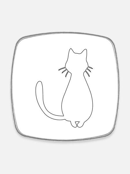 cat - Square fridge magnet - white